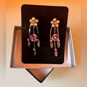 Vintage Purple rhinestone and silver plated earrings.